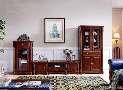 Design Wall unit Lowboard TV Wardrobe 2 showcases 3 pieces. Set Classic Style