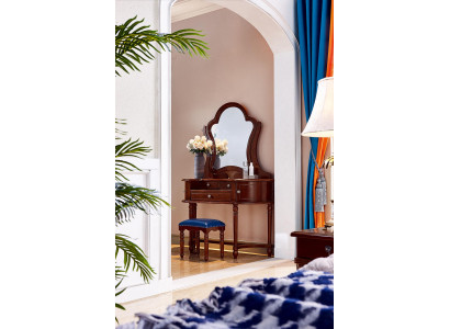 Classic Furniture Solid wood 2-piece luxury Dressing table Stool Bedroom