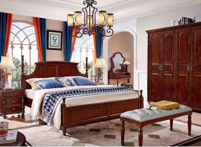 Design Bedroom 3 pcs. Bed 2x Bedside tables Classic r Beds Set