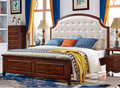Luxury Set 3-piece Bed 2 Bedside tables Bedroom Beds Wood Bed frame