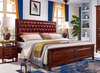 Double bed Bedroom Wood Upholstery Bed Frame Furniture Design Baroque