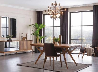 Suite Dining room Dining table Chair Table Chest of drawers Armchair Tables Wood Set 5pcs XXL