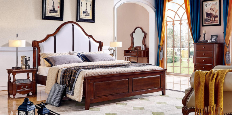 Bedroom Beds Double Bed Frame Wood Double bed Upholstery Bed