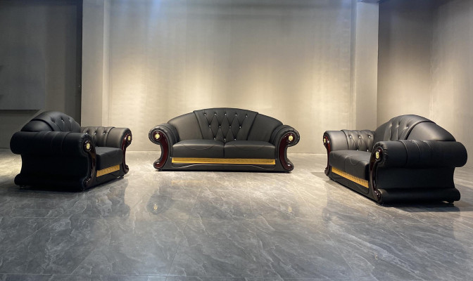 Chesterfield Sofa Couch Set 3+2+1 Leather Couches Upholstery Furniture Classic