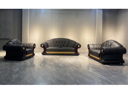 Chesterfield Sofa Couch Set 3+2+1 Leather Couches Upholstery Furniture Classic