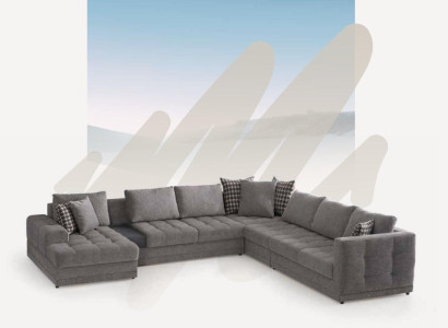 Luxury Corner sofa U-shape Large Living landscape Sofa Fabric Sofas Modern