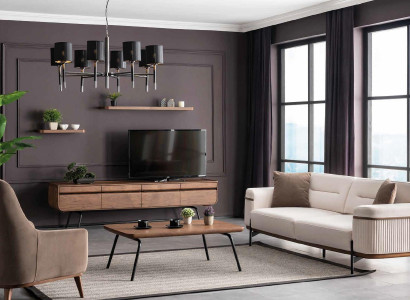 Group Living room Sofa set Sofa 3+1 Seater Coffee table Chest of drawers Sofas Armchair