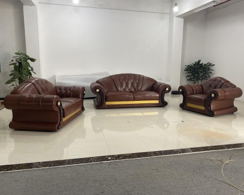 Brown Sofa set Chesterfield Leather Sofa Couch Group 3+2+1 Set