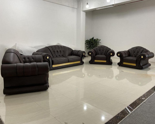 Brown Sofa set Chesterfield Leather Sofa Couch Group 3+2+1 Set