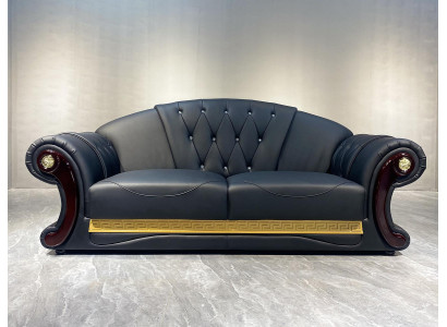 Chesterfield Sofa Baroque Couch Wood Leather Three Seater Classic Sofas Furniture