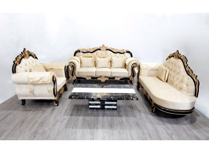 Classic Chesterfield Couch Baroque Style Sofa Set Group Couches 3 Pieces