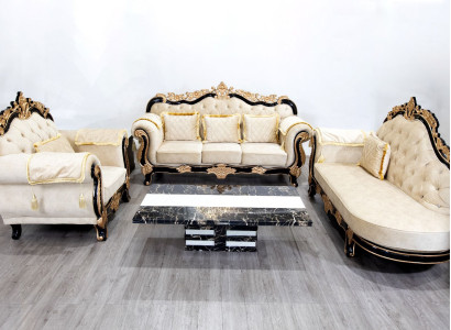 Classic Chesterfield Couch Baroque Style Sofa Set Group Couches 3 Pieces