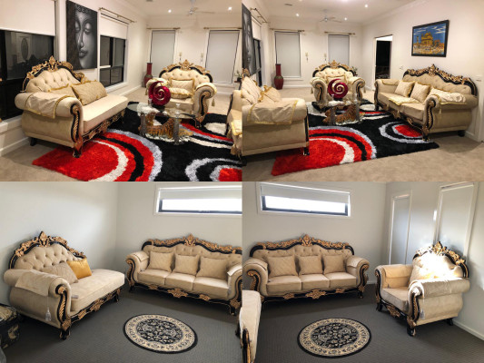 Classic Chesterfield Couch Baroque Style Sofa Set Group Couches 3 Pieces