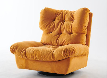 Design Armchair Rotatable 1-Seater Yellow Padded Ears Padding Pack of 1