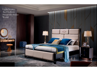 Designer Bedroom Furniture 5-piece Complete Set Bed Bedside table Dressing table Leather
