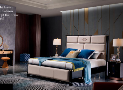 Designer Bedroom Furniture 5-piece Complete Set Bed Bedside table Dressing table Leather