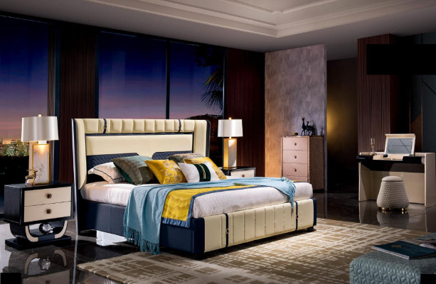 Design Bedroom 5 pcs. Room Suite Complete Set Bed Bedside table