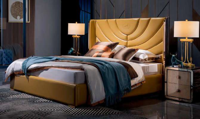 Bedroom Beds Set Complete Leather Modern Bed Dressing table