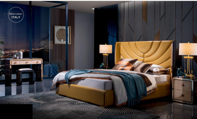 Bed + 2x Bedside tables 3 pieces. Bedroom Set Italian Furniture Style Modern