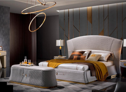 Bed + 2x Bedside table 3-piece Bedroom Set Design Modern Luxury Classic