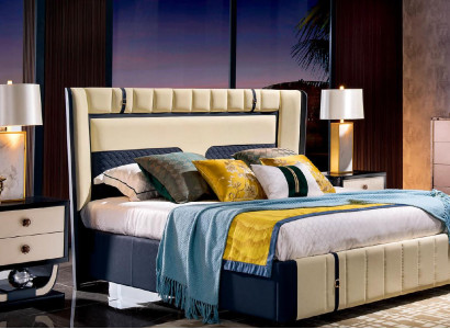 Design Bedroom 3 pcs. Bed 2x Bedside table Classic r Luxury Beds