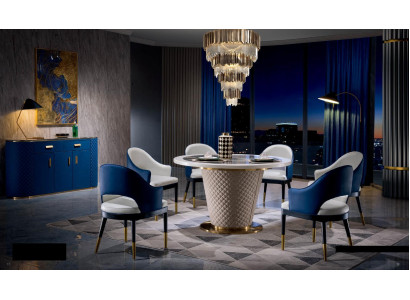 Luxury Designer Dining room with Round Dining table 4x Classic n Lehn
