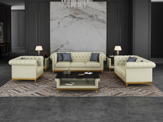 Chesterfield Sofa set Couch Upholstery Furniture Set 3+2+1 Leather sofa 3pcs