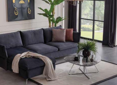 Corner sofa Living room Corner sofa Corner suite Textile Sofa Fabric Couch Upholstery
