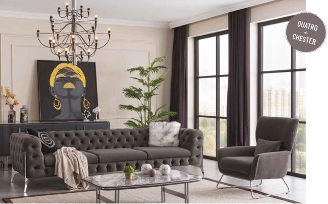 Chesterfield Sofa set Luxury Sofa Suite Armchair 4+1 Seater Fabric