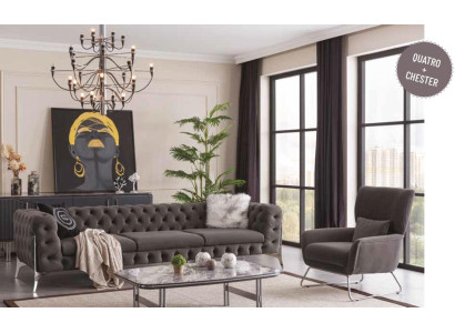 Chesterfield Sofa set Luxury Sofa Suite Armchair 4+1 Seater Fabric