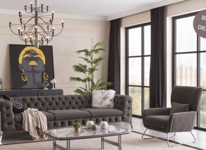 Chesterfield Sofa set Luxury Sofa Suite Armchair 4+1 Seater Fabric