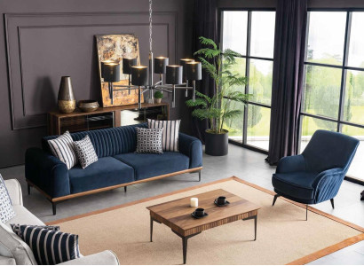 Blue e three-seater couch living room seating furniture couches sofa living room
