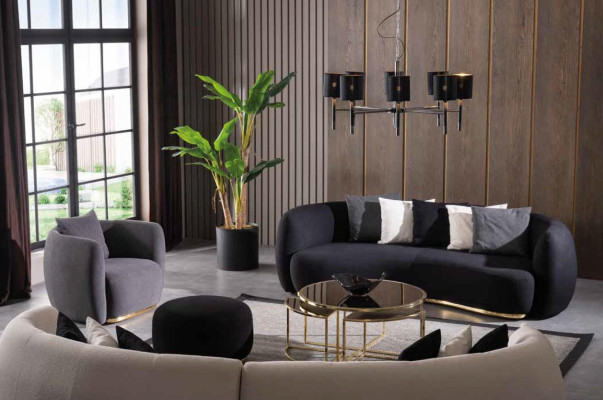 Living room Armchair Stool Suite Fabric Luxury Group Modern Design Set