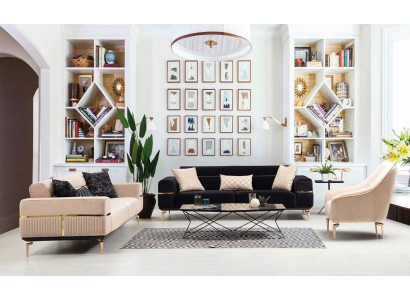 Sofa set Complete e Seating group Sofa 3+3+1 Seat Armchair Fabric Couch Couches new