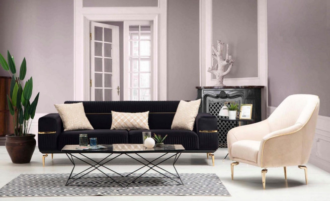 Sofa set Complete e Seating group Sofa 3+3+1 Seat Armchair Fabric Couch Couches new