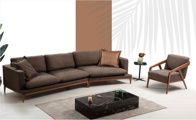 Corner sofa Sofa Living room Sofas Fabric Luxury Corner L-shape Wood Style Modern Furniture new