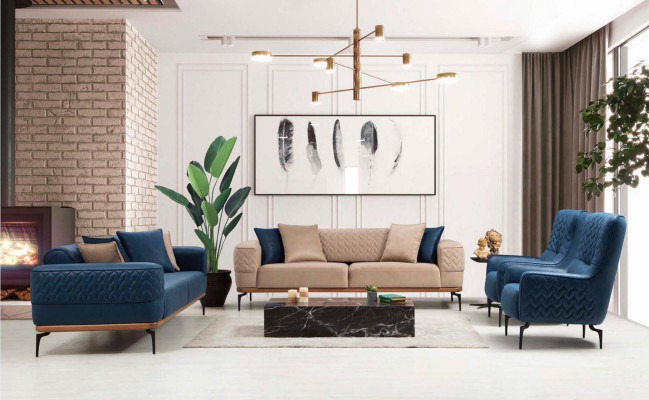 Design Three Seater Modern Couch Blue Couches Luxury Sofa Furniture Upholstery Loft new