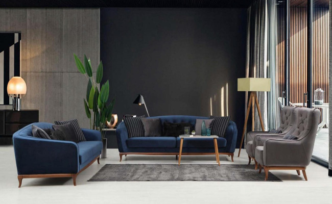 Luxury Sofa Design Three Seater Modern Couch Blue Couches Furniture Upholstery Loft new