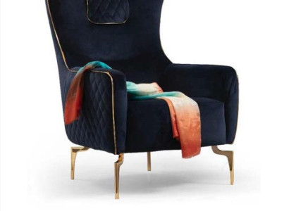 Armchair Wing Chair Luxury 1 Seater Upholstery Seat Designer Textile Seat Fabric Modern
