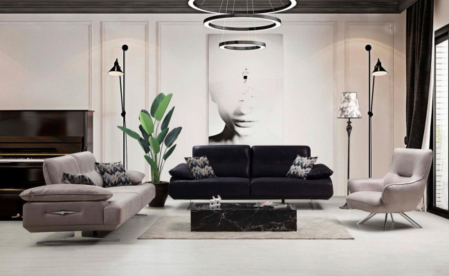 Italian Style Furniture Three Seater Couch Upholstery Sofa Luxury Couches Textile Fabric
