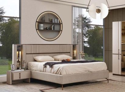 Beige Double bed Bedroom Beds Imitation leather Bed wooden frame new