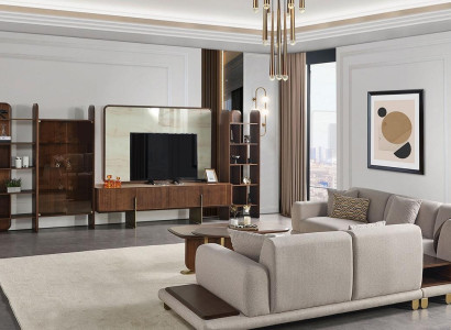 Stylish living room set consists of Wall unit Coffee table and Side table