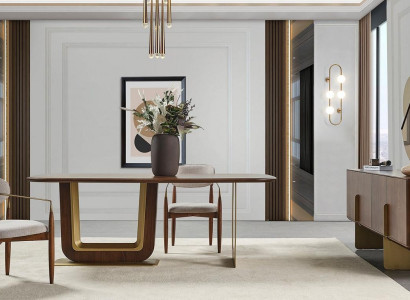 Dining room set Modern dining table 4x chairs and sideboard with mirror 7 pieces.