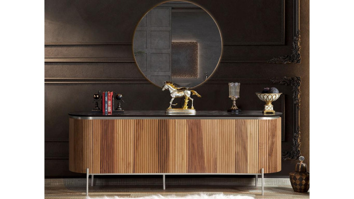 Stylish 8-piece Dining room Set Dining table 4x Chairs Sideboard Mirror Stool new