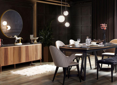 Luxurious dining room set consists of dining table 4x chairs and sideboard 7 pieces