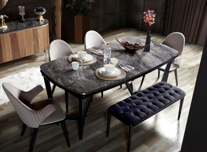Stylish Dining room Set Consists of Dining table 4x Chairs and Stool 6pcs.
