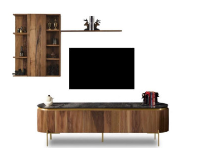 Living room set consists of TV lowboard + wall cabinet with shelf 2 pieces. new