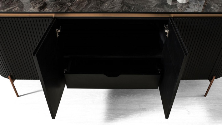 2-piece dining room set consists of a luxurious black sideboard and mirror