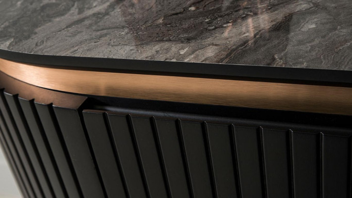 2-piece dining room set consists of a luxurious black sideboard and mirror