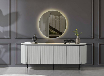 Stylish Dining room Set Consists of Sideboard and Mirror White Color 2-piece